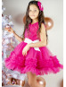 Fuchsia Tulle Pleated Ruffle Flower Girl Dress